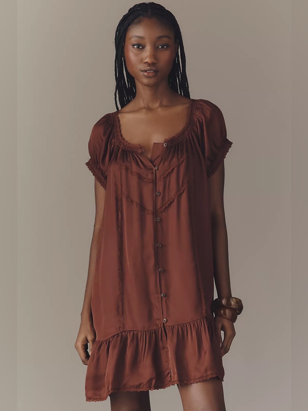 NWT Anthropologies Amber Short-Sleeve Silken Mini Dress